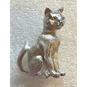 Vintage Trifari Silver Tone Cat Pin Brooch